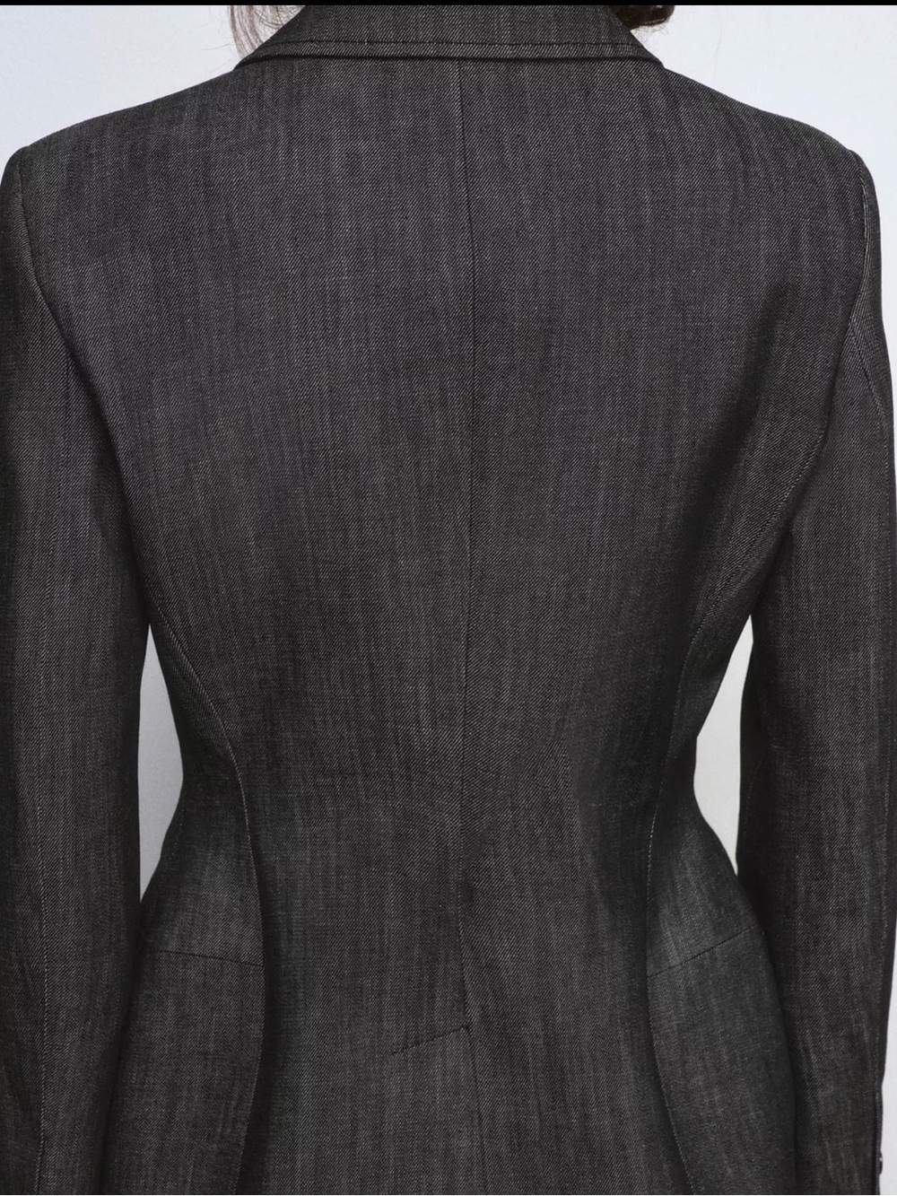 Charcoal Black Denim Blazer & Wide-Leg Jeans Set - Picture 6 of 10